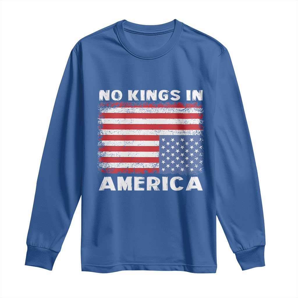 Snarky No Kings In America Long Sleeve Shirt 86 47 No Faux King Way US Flag Upside Down TS10 Royal Blue Print Your Wear