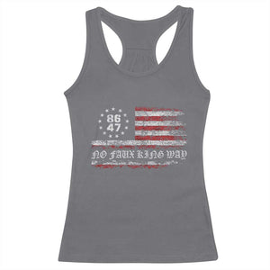 Snarky No Kings In America Racerback Tank Top No Faux King Way 86 47 US Flag Impeach 47 TS10 Charcoal Print Your Wear