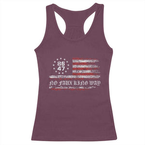 Snarky No Kings In America Racerback Tank Top No Faux King Way 86 47 US Flag Impeach 47 TS10 Maroon Print Your Wear