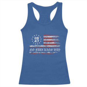 Snarky No Kings In America Racerback Tank Top No Faux King Way 86 47 US Flag Impeach 47 TS10 Royal Blue Print Your Wear