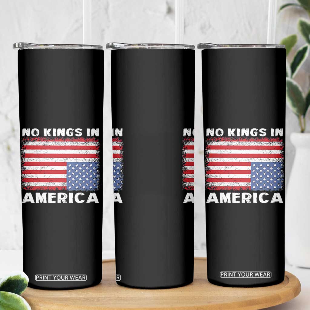 Snarky No Kings In America Skinny Tumbler 86 47 No Faux King Way US Flag Upside Down TS10 Print Your Wear
