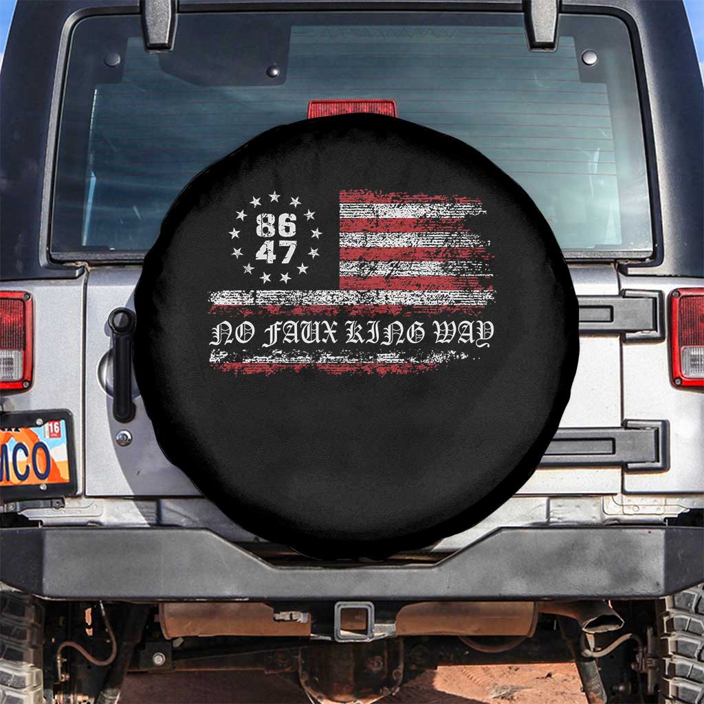 Snarky No Kings In America Spare Tire Cover No Faux King Way 86 47 US Flag Impeach 47 TS10 No hole Black Print Your Wear