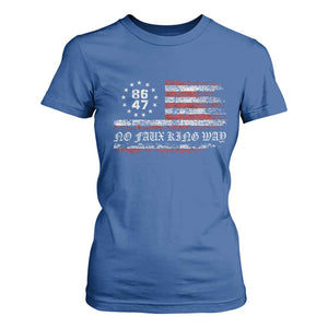 Snarky No Kings In America T Shirt For Women No Faux King Way 86 47 US Flag Impeach 47 TS10 Royal Blue Print Your Wear