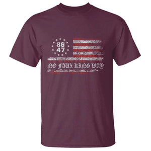 Snarky No Kings In America T Shirt No Faux King Way 86 47 US Flag Impeach 47 TS10 Maroon Print Your Wear
