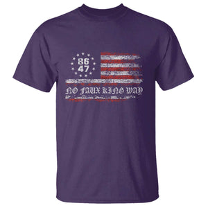 Snarky No Kings In America T Shirt No Faux King Way 86 47 US Flag Impeach 47 TS10 Purple Print Your Wear