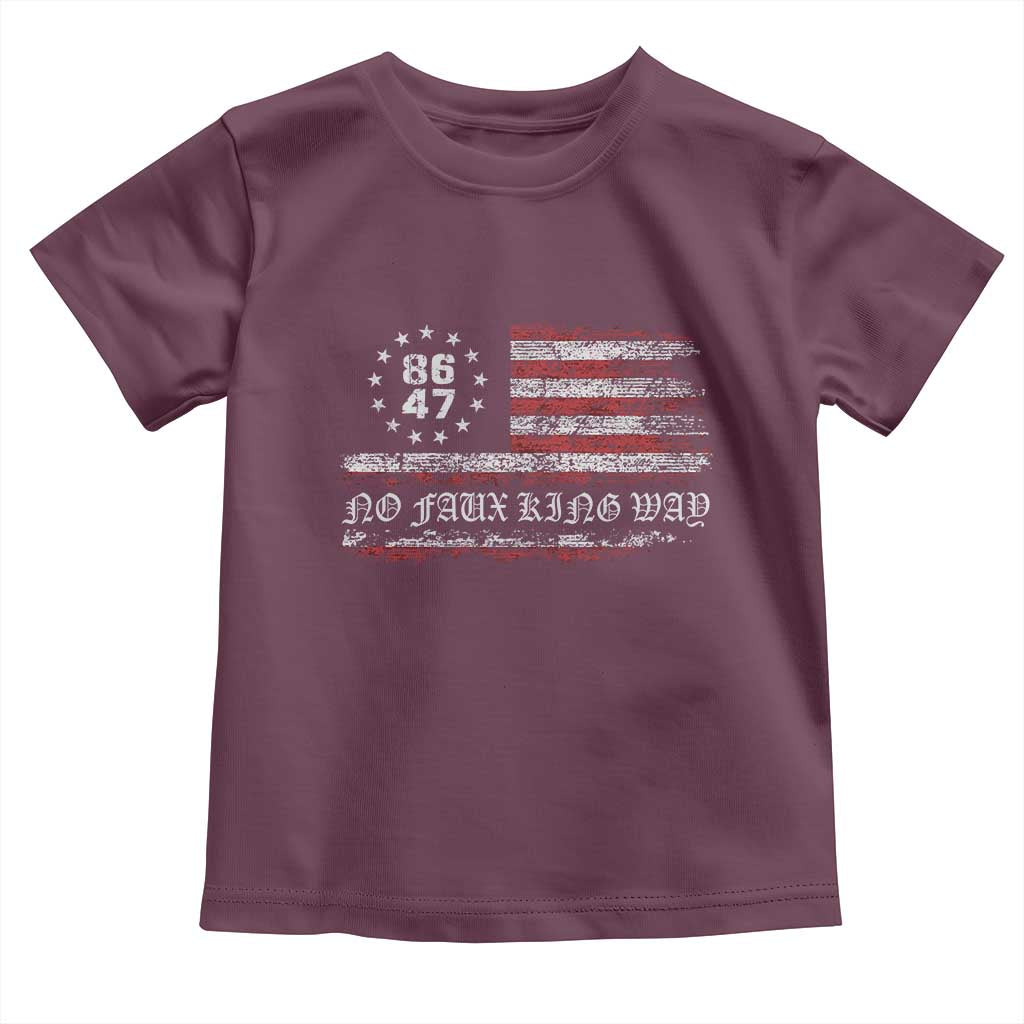 Snarky No Kings In America Toddler T Shirt No Faux King Way 86 47 US Flag Impeach 47 TS10 Maroon Print Your Wear