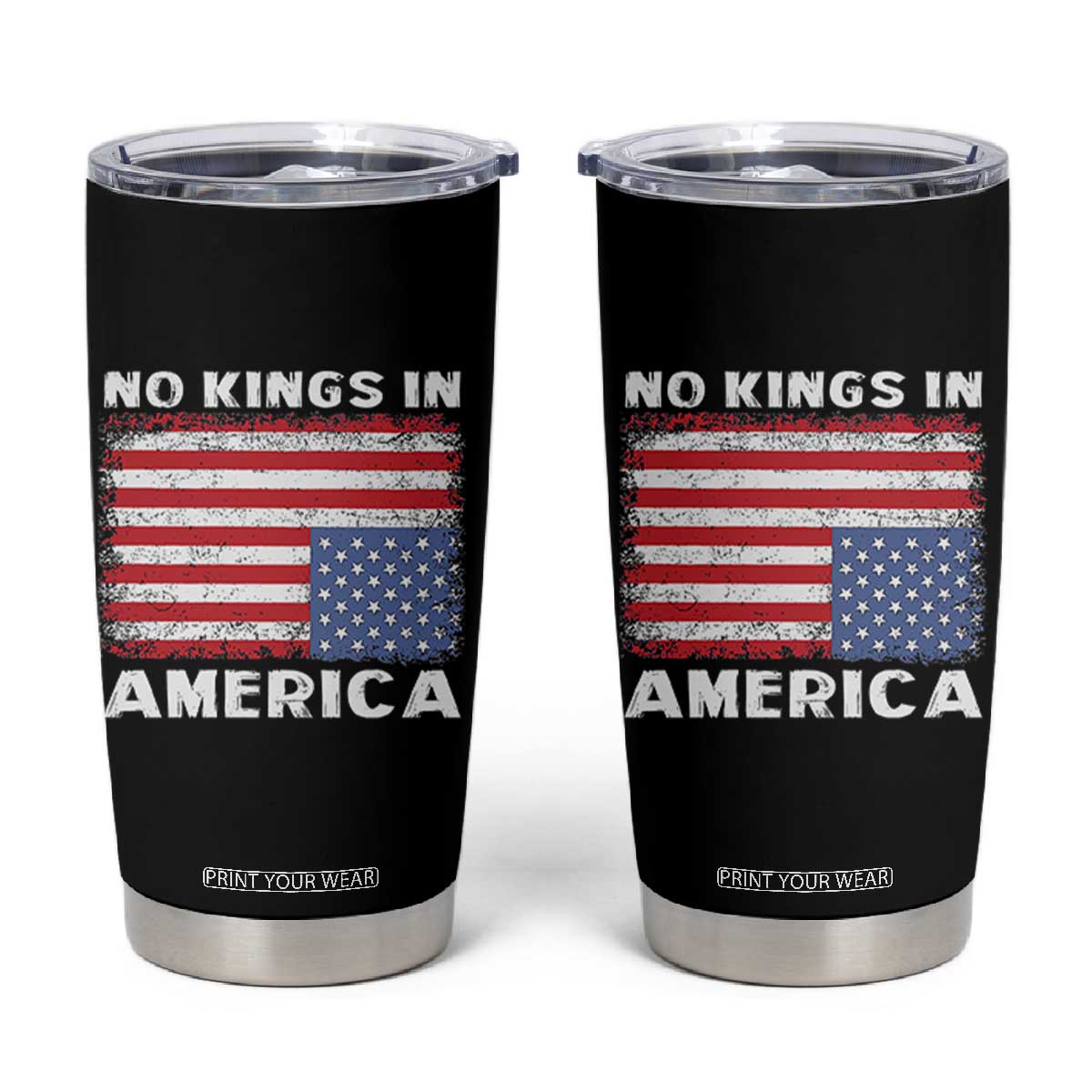 Snarky No Kings In America Tumbler Cup 86 47 No Faux King Way US Flag Upside Down TS10 Black Print Your Wear