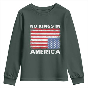 Snarky No Kings In America Youth Sweatshirt 86 47 No Faux King Way US Flag Upside Down TS10 Dark Forest Green Print Your Wear