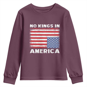 Snarky No Kings In America Youth Sweatshirt 86 47 No Faux King Way US Flag Upside Down TS10 Maroon Print Your Wear
