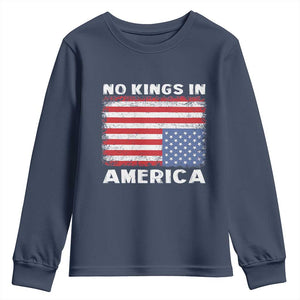 Snarky No Kings In America Youth Sweatshirt 86 47 No Faux King Way US Flag Upside Down TS10 Navy Print Your Wear