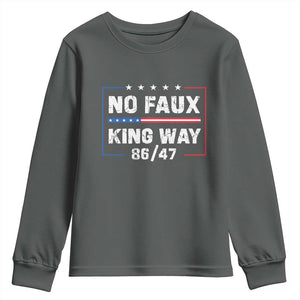 Snarky No Kings In America Youth Sweatshirt No Faux King Way 86 47 TS10 Dark Heather Print Your Wear