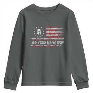 Snarky No Kings In America Youth Sweatshirt No Faux King Way 86 47 US Flag Impeach 47 TS10 Dark Heather Print Your Wear