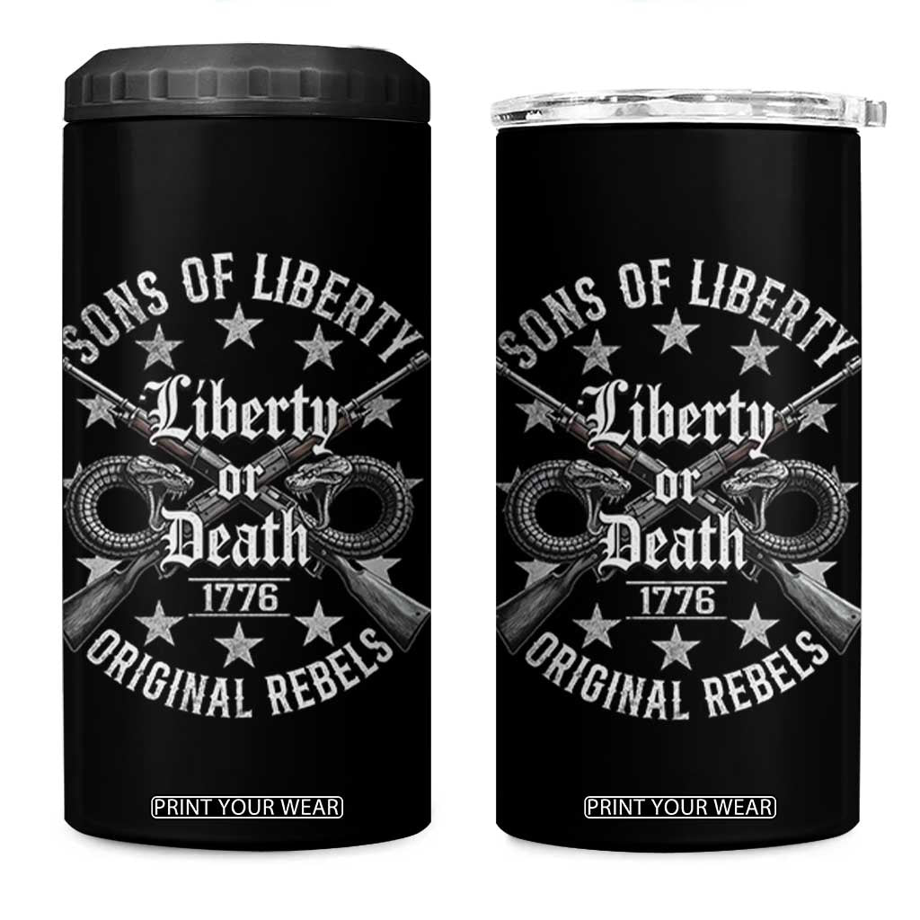 Sons Of Liberty 1776 Original Rebels Liberty Or Death 4 in 1 Can Cooler Tumbler Patriotic US History TS11 One Size: 16 oz Black Print Your Wear