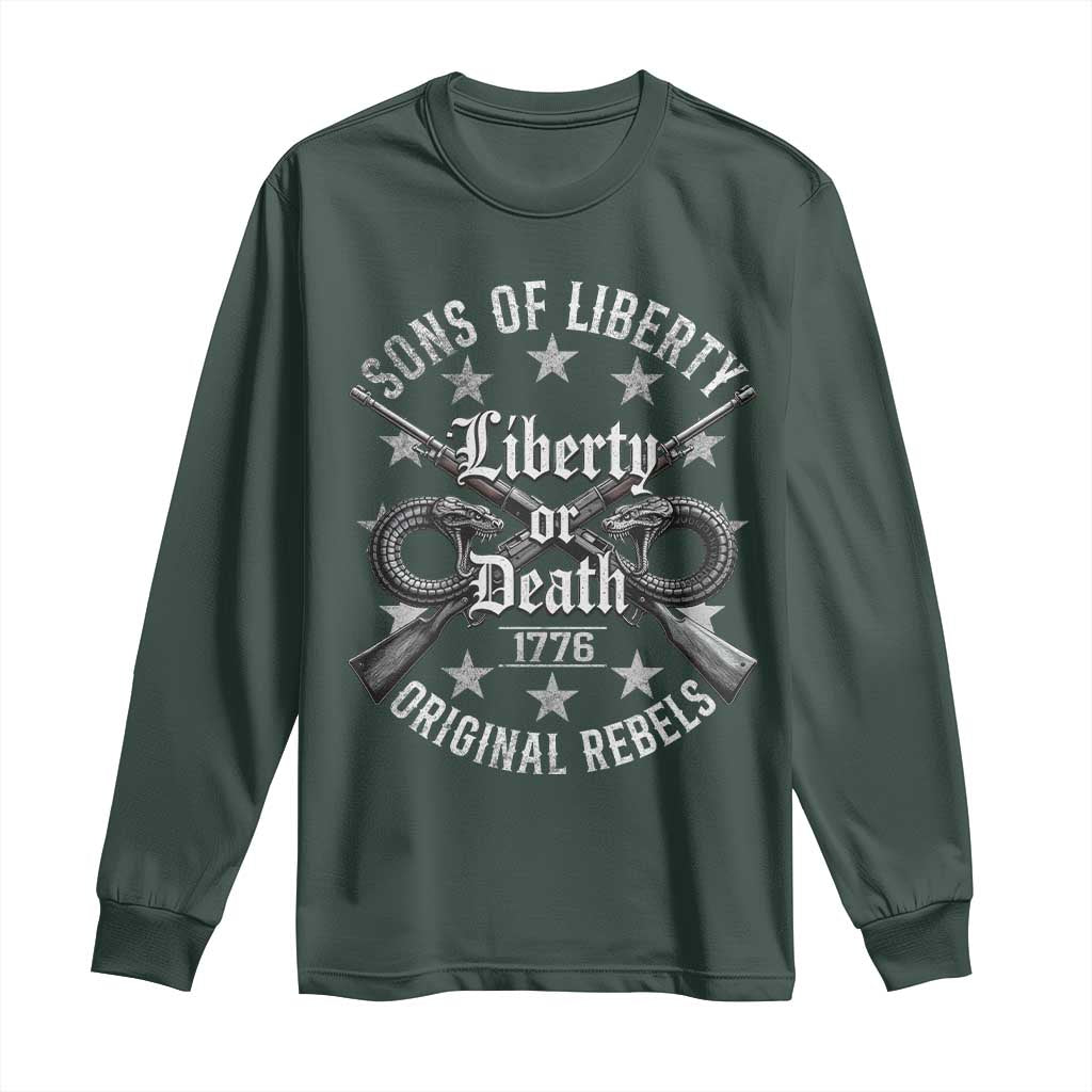 Sons Of Liberty 1776 Original Rebels Liberty Or Death Long Sleeve Shirt Patriotic US History TS11 Dark Forest Green Print Your Wear
