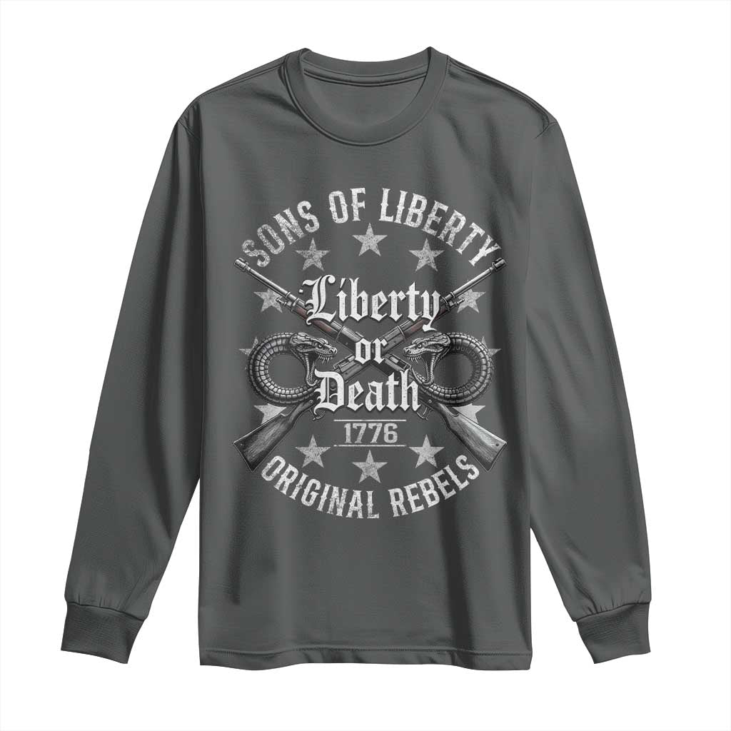 Sons Of Liberty 1776 Original Rebels Liberty Or Death Long Sleeve Shirt Patriotic US History TS11 Dark Heather Print Your Wear