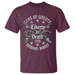 Sons Of Liberty 1776 Original Rebels Liberty Or Death T Shirt Patriotic US History TS11 Maroon Print Your Wear