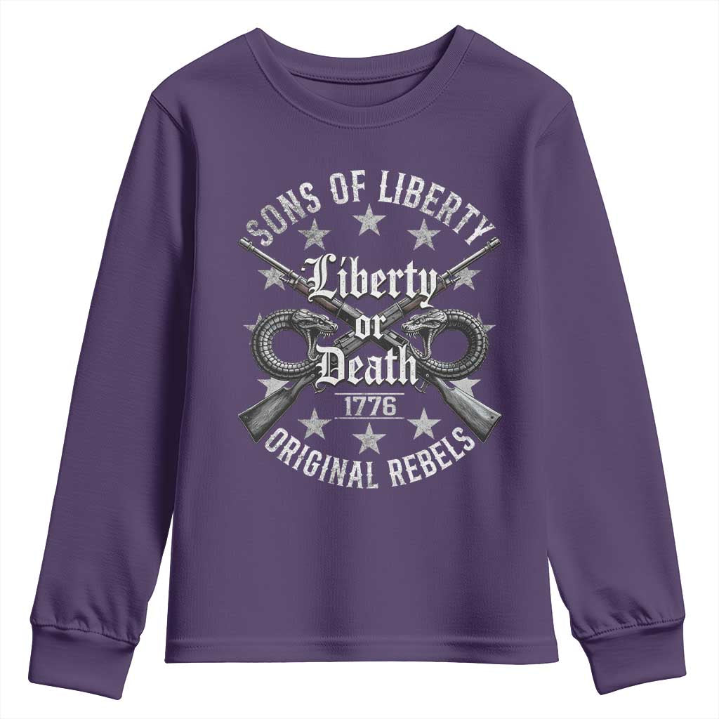 Sons Of Liberty 1776 Original Rebels Liberty Or Death Youth Sweatshirt Patriotic US History TS11 Purple Print Your Wear