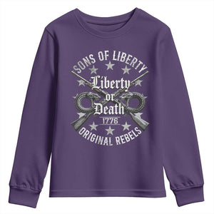 Sons Of Liberty 1776 Original Rebels Liberty Or Death Youth Sweatshirt Patriotic US History TS11 Purple Print Your Wear
