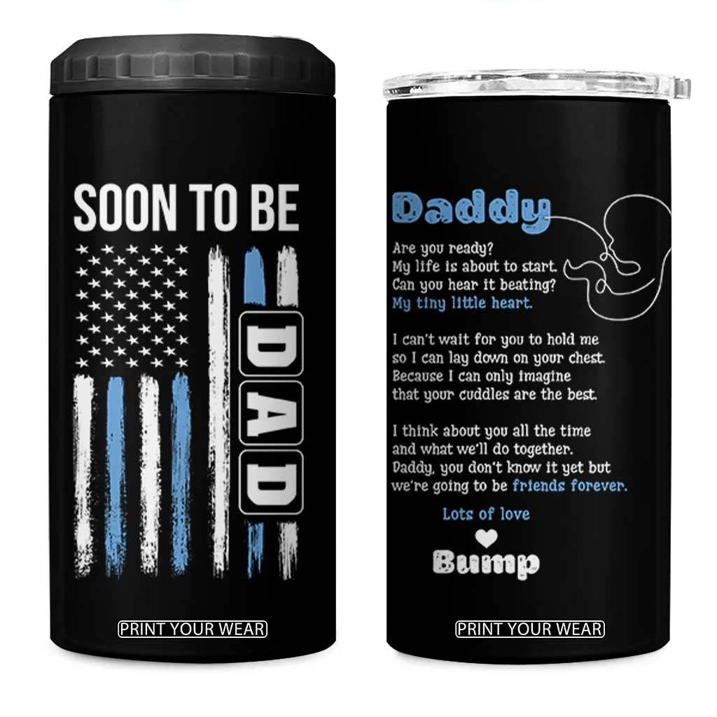 Soon To Be Dad 4 in 1 Can Cooler Tumbler Funny Pregnancy Announcement Dad American Flag TB10 One Size: 16 oz Black Print Your Wear