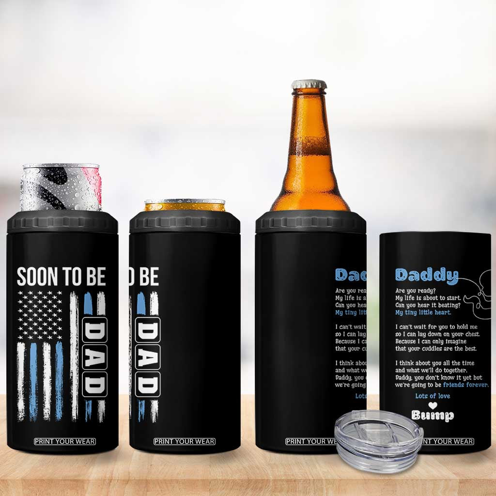 Soon To Be Dad 4 in 1 Can Cooler Tumbler Funny Pregnancy Announcement Dad American Flag TB10 Print Your Wear