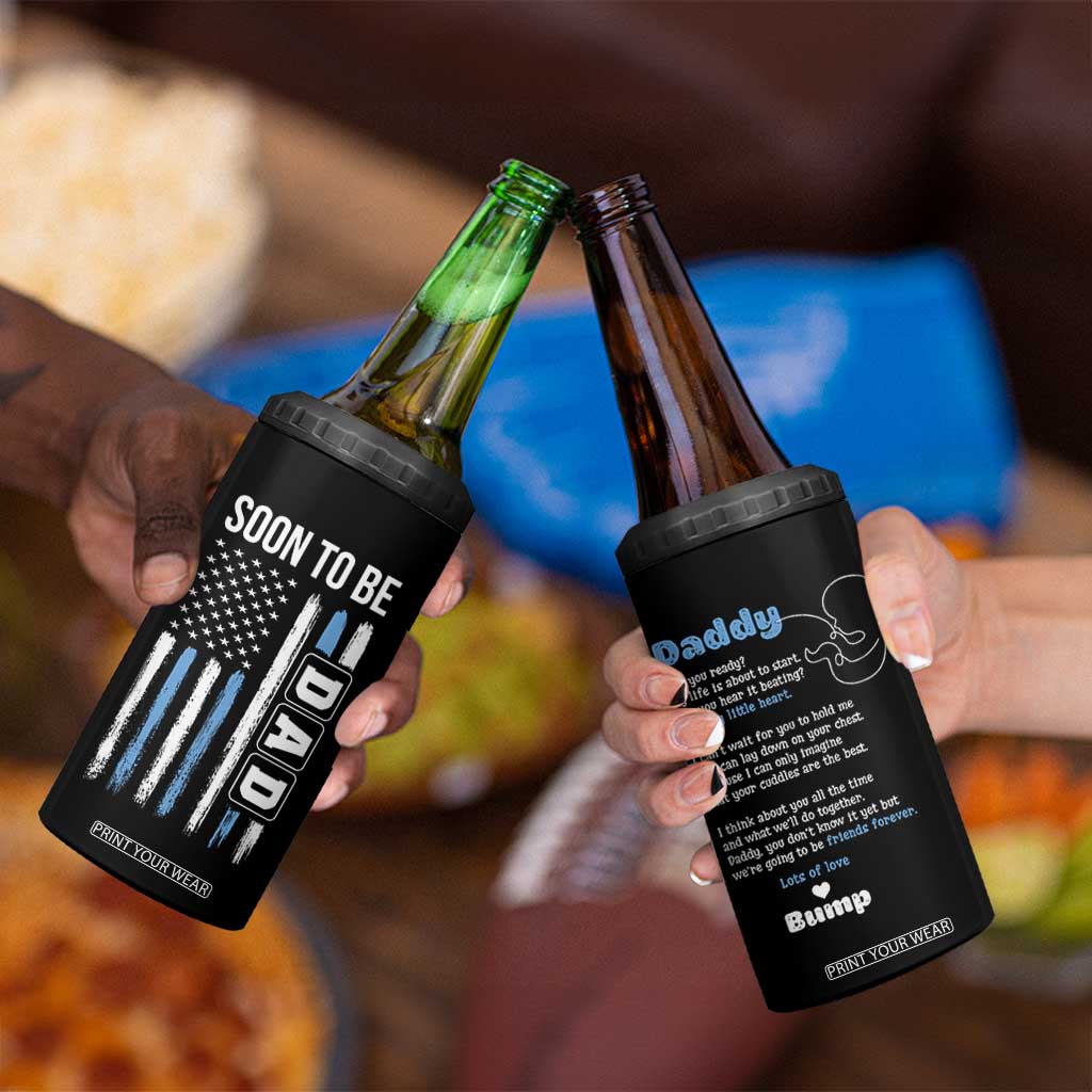 Soon To Be Dad 4 in 1 Can Cooler Tumbler Funny Pregnancy Announcement Dad American Flag TB10 Print Your Wear