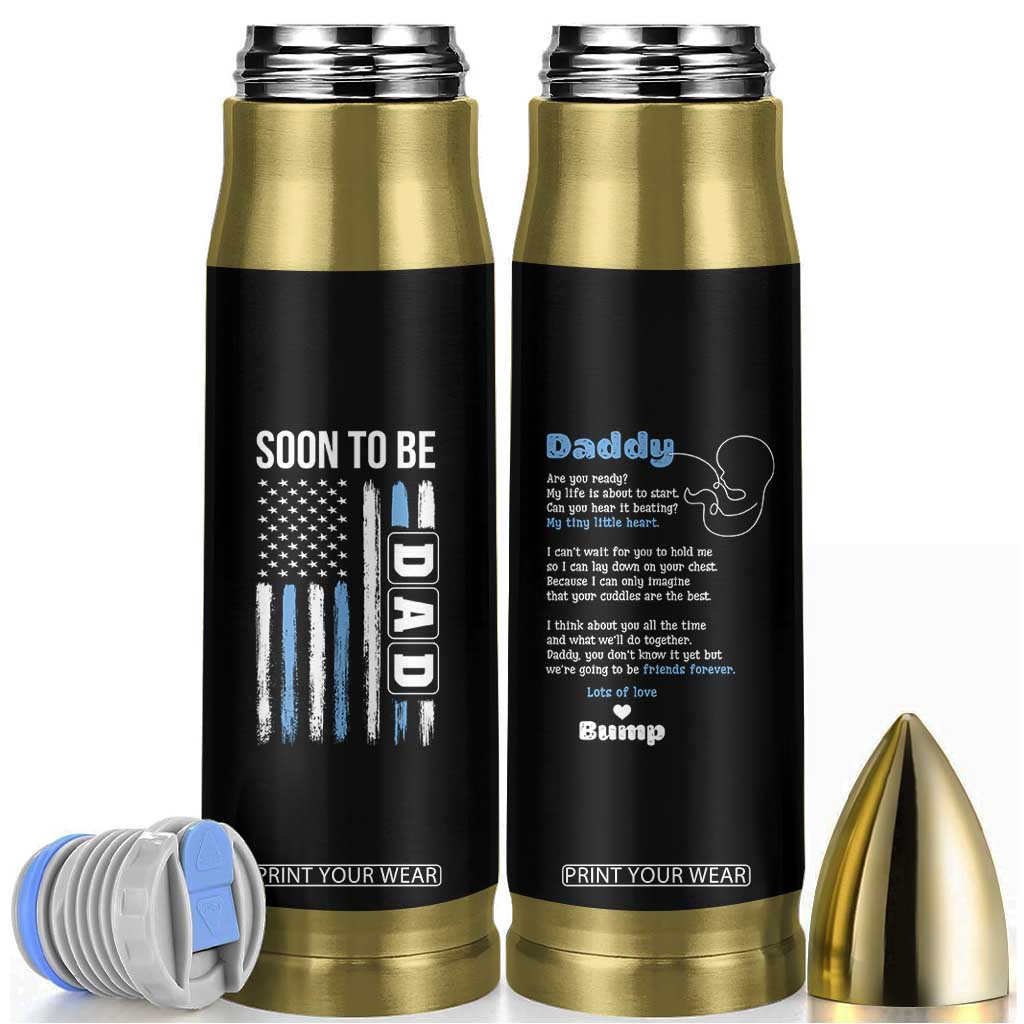 Soon To Be Dad Bullet Tumbler Funny Pregnancy Announcement Dad American Flag TB10 Black Print Your Wear