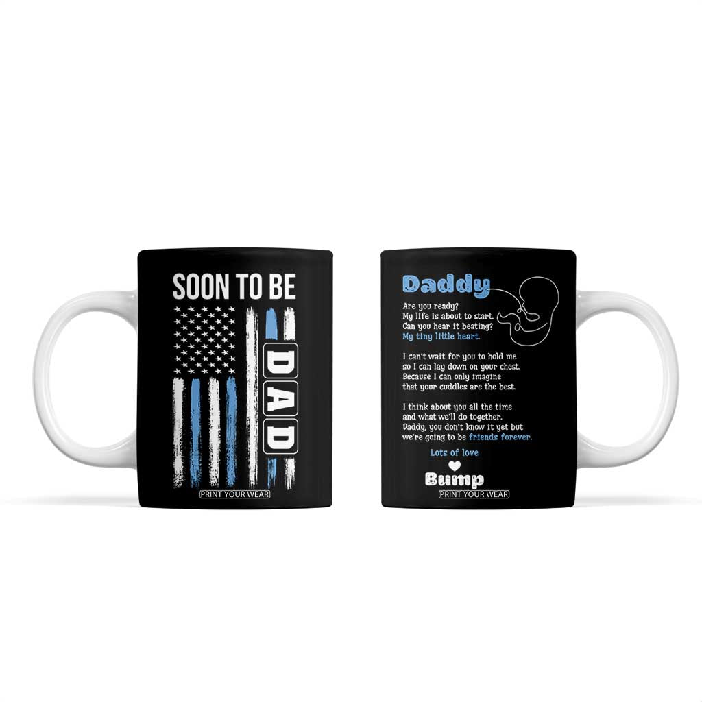 Soon To Be Dad Coffee Mug Funny Pregnancy Announcement Dad American Flag TB10 Black Print Your Wear