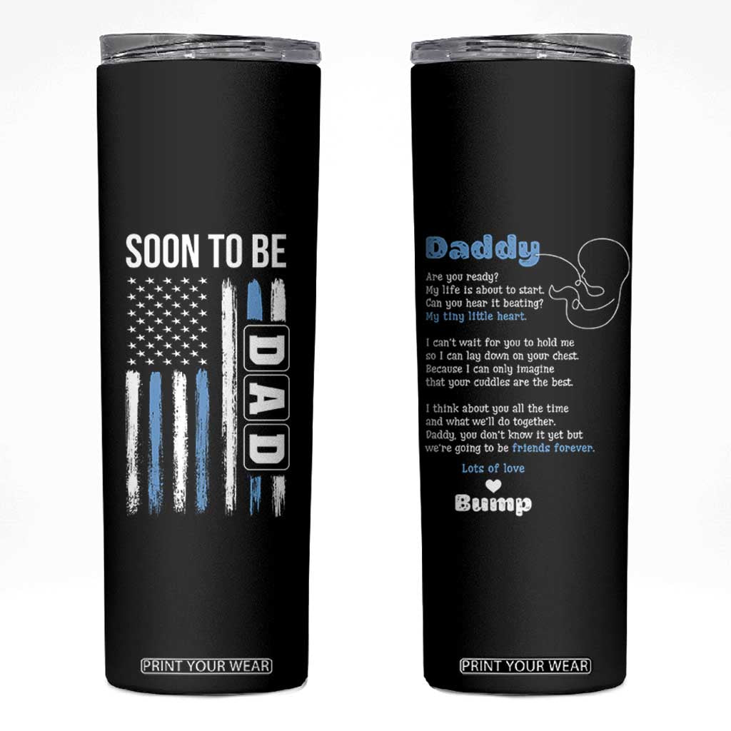 Soon To Be Dad Skinny Tumbler Funny Pregnancy Announcement Dad American Flag TB10 Black Print Your Wear