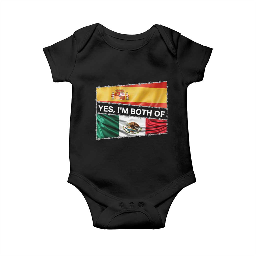 Spain Mexico Heritage Pride Baby Onesie Yes I'm Both Identity Roots for Hispanics Latinos TS02 Black Print Your Wear
