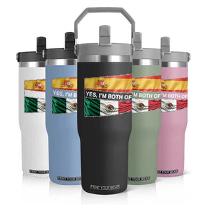 Spain Mexico Heritage Pride Flip Straw Tumbler Yes I'm Both Identity Roots for Hispanics Latinos TS02 Print Your Wear