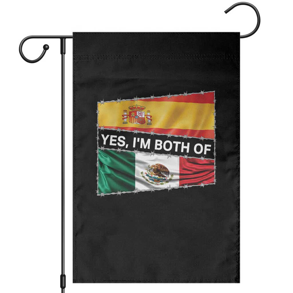 Spain Mexico Heritage Pride Garden Flag Yes I'm Both Identity Roots for Hispanics Latinos TS02 Black Print Your Wear