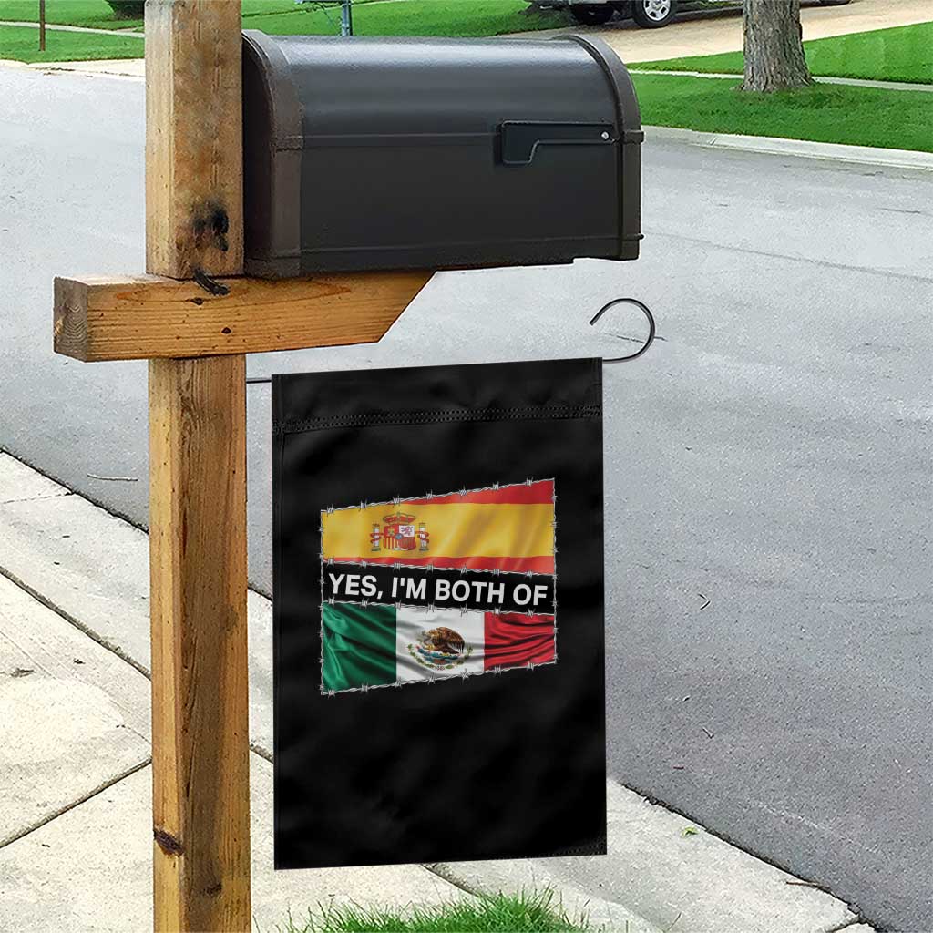 Spain Mexico Heritage Pride Garden Flag Yes I'm Both Identity Roots for Hispanics Latinos TS02 Print Your Wear