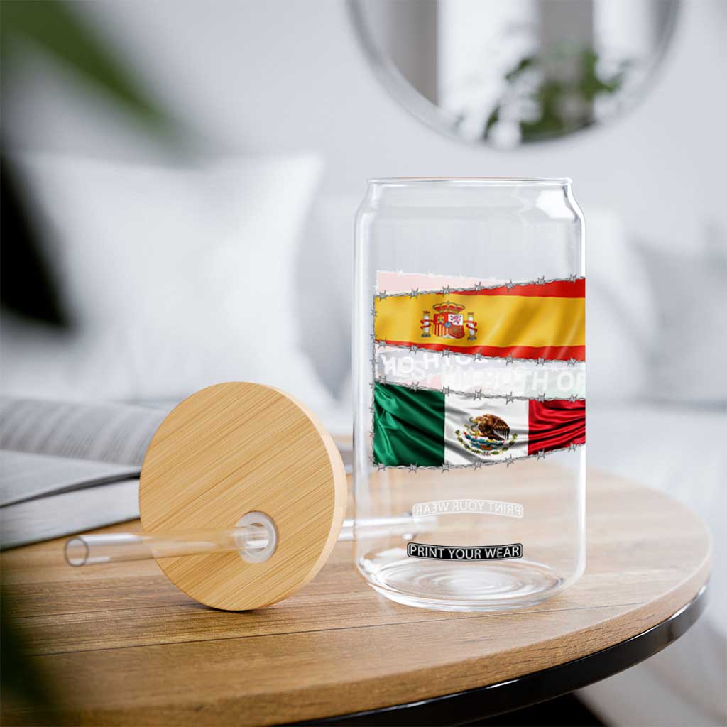Spain Mexico Heritage Pride Glass Can Yes I'm Both Identity Roots for Hispanics Latinos TS02 Print Your Wear