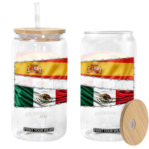 Spain Mexico Heritage Pride Glass Can Yes I'm Both Identity Roots for Hispanics Latinos TS02 Black Print Your Wear