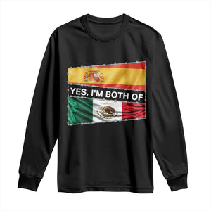 Spain Mexico Heritage Pride Long Sleeve Shirt Yes I'm Both Identity Roots for Hispanics Latinos TS02 Black Print Your Wear