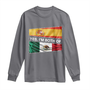 Spain Mexico Heritage Pride Long Sleeve Shirt Yes I'm Both Identity Roots for Hispanics Latinos TS02 Charcoal Print Your Wear