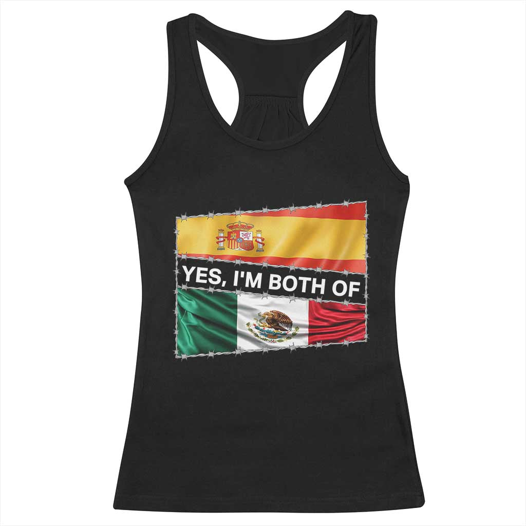 Spain Mexico Heritage Pride Racerback Tank Top Yes I'm Both Identity Roots for Hispanics Latinos TS02 Black Print Your Wear