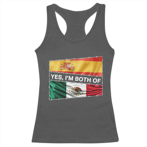 Spain Mexico Heritage Pride Racerback Tank Top Yes I'm Both Identity Roots for Hispanics Latinos TS02 Dark Heather Print Your Wear