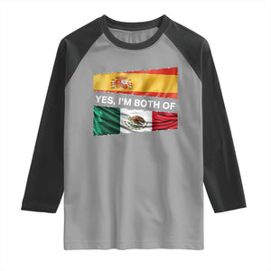 Spain Mexico Heritage Pride Raglan Shirt Yes I'm Both Identity Roots for Hispanics Latinos TS02 Sport Gray Black Print Your Wear