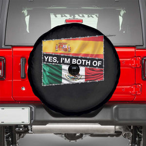 Spain Mexico Heritage Pride Spare Tire Cover Yes I'm Both Identity Roots for Hispanics Latinos TS02 Black Print Your Wear