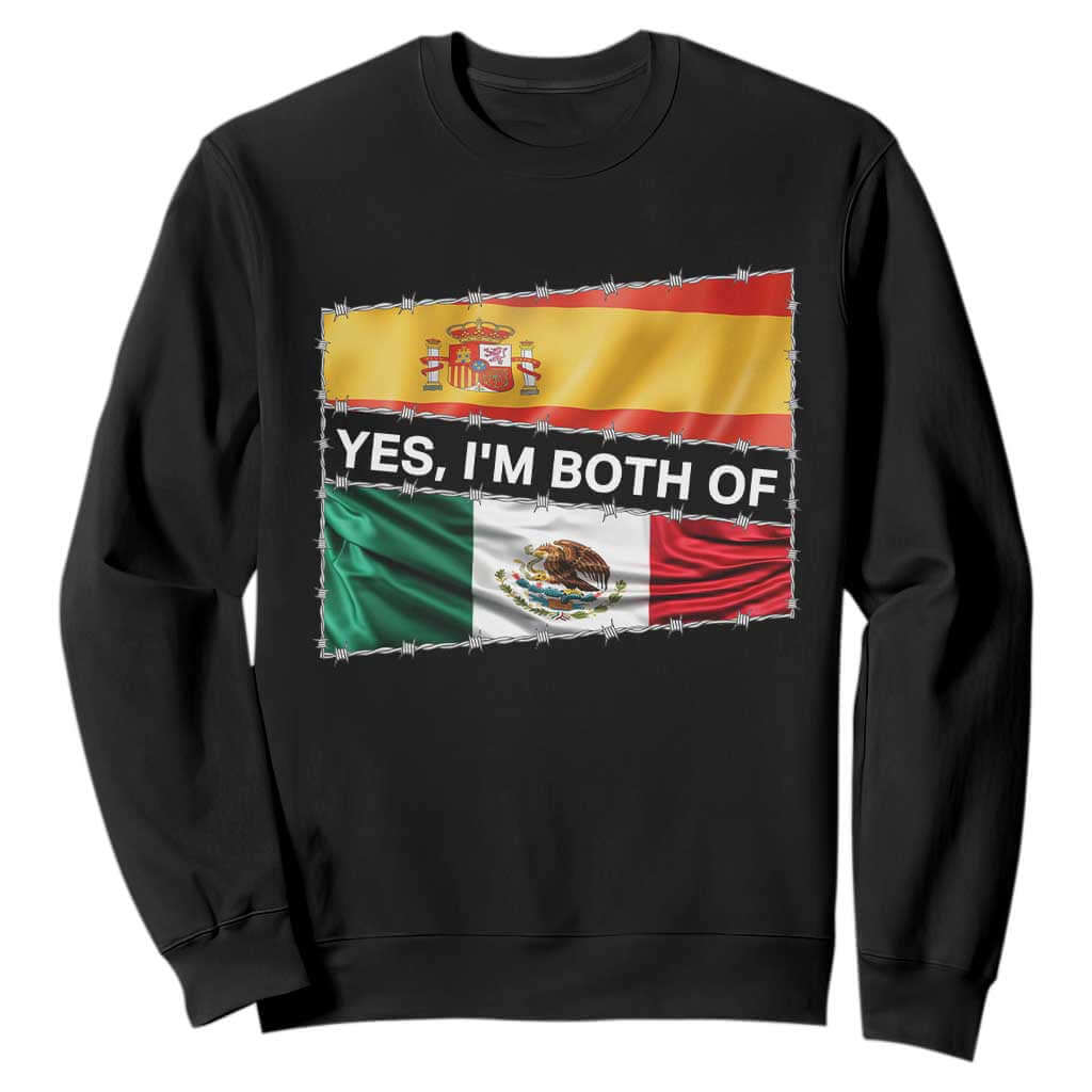 Spain Mexico Heritage Pride Sweatshirt Yes I'm Both Identity Roots for Hispanics Latinos TS02 Black Print Your Wear