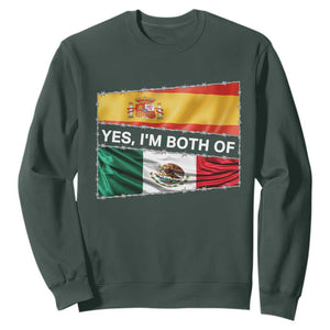 Spain Mexico Heritage Pride Sweatshirt Yes I'm Both Identity Roots for Hispanics Latinos TS02 Dark Forest Green Print Your Wear