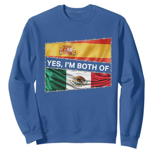 Spain Mexico Heritage Pride Sweatshirt Yes I'm Both Identity Roots for Hispanics Latinos TS02 Royal Blue Print Your Wear