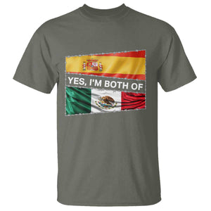 Spain Mexico Heritage Pride T Shirt Yes I'm Both Identity Roots for Hispanics Latinos TS02 Military Green Print Your Wear