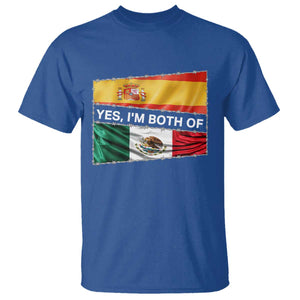 Spain Mexico Heritage Pride T Shirt Yes I'm Both Identity Roots for Hispanics Latinos TS02 Royal Blue Print Your Wear