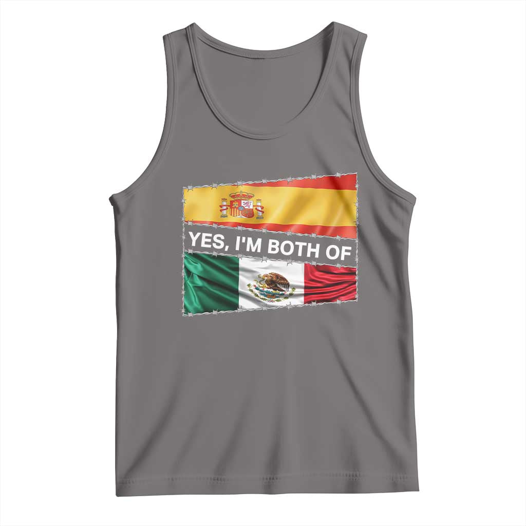 Spain Mexico Heritage Pride Tank Top Yes I'm Both Identity Roots for Hispanics Latinos TS02 Deep Heather Print Your Wear