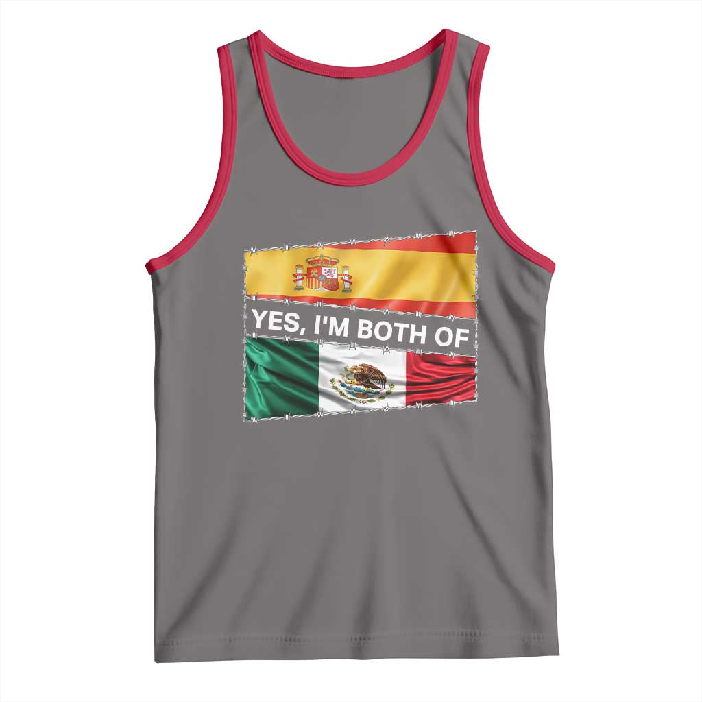 Spain Mexico Heritage Pride Tank Top Yes I'm Both Identity Roots for Hispanics Latinos TS02 Deep Heather Red Print Your Wear