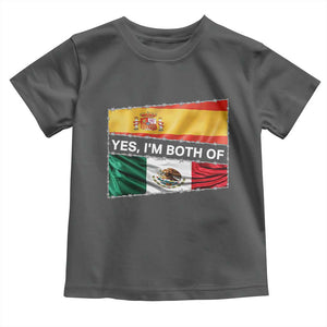 Spain Mexico Heritage Pride Toddler T Shirt Yes I'm Both Identity Roots for Hispanics Latinos TS02 Dark Heather Print Your Wear