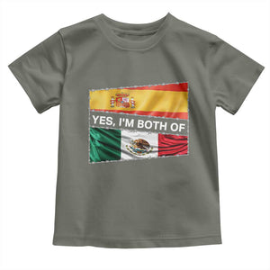 Spain Mexico Heritage Pride Toddler T Shirt Yes I'm Both Identity Roots for Hispanics Latinos TS02 Military Green Print Your Wear