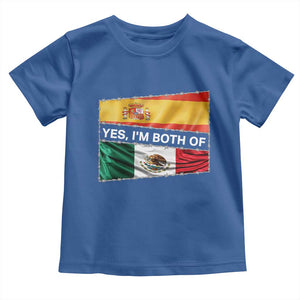 Spain Mexico Heritage Pride Toddler T Shirt Yes I'm Both Identity Roots for Hispanics Latinos TS02 Royal Blue Print Your Wear